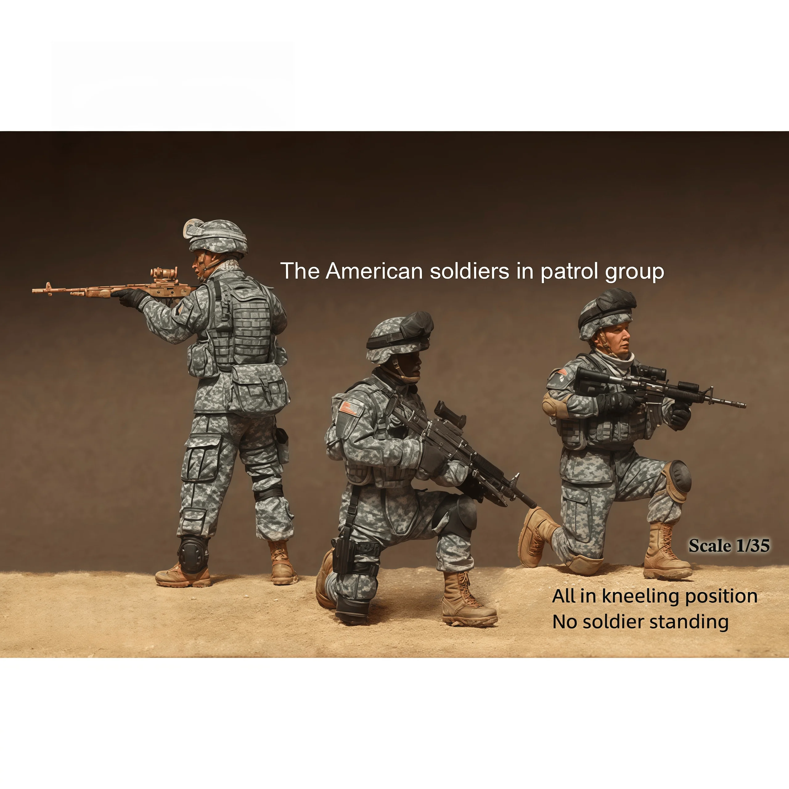 

1: 35 Casting Resin Model Assembly Kit, GK, Resin American Soldier Patrol Team, Unpainted