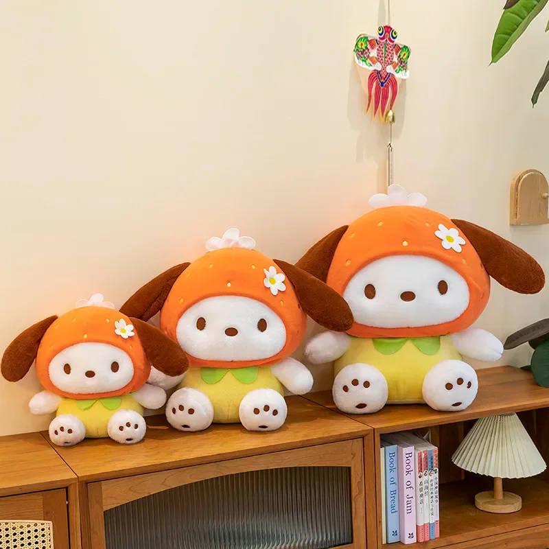 ตุ๊กตาโพชัคโค ซานริโอ้ ขนาด 55 ซม. น่ารัก ลายดอกไม้ สวมหมวก ตุ๊กตาโพชัคโคลายสตรอว์เบอร์รี่ ของขวัญวันเกิด/คริสต์มาสสำหรับเด็ก ของเล่นตุ๊กตาหมอน