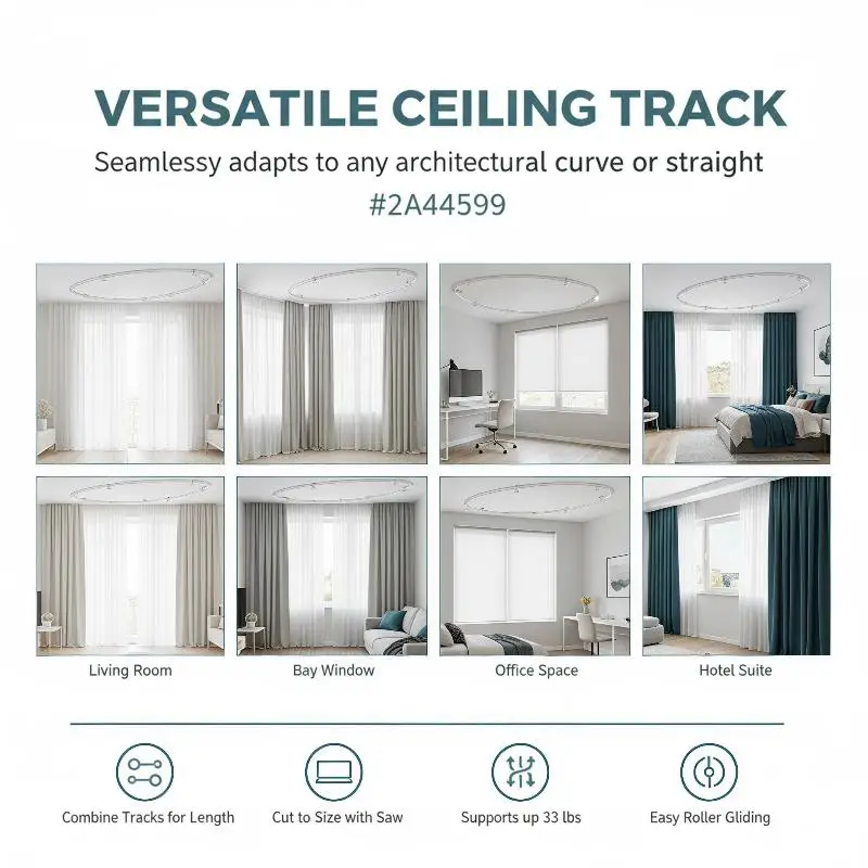 5M Flexible Curtain Track With Smooth Gliding Pulleys And Complete Mounting Kit Perfect For Bedroom Living Room Bay Window