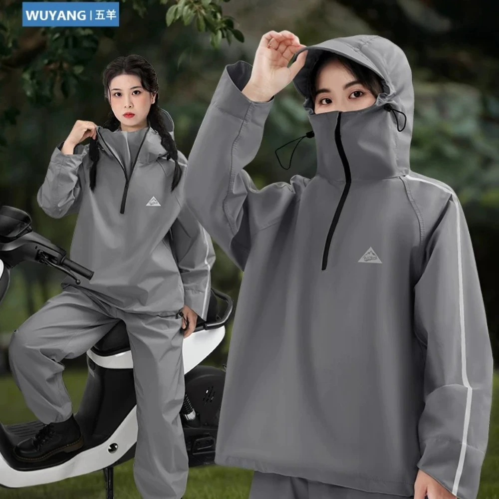Motorcycle raincoat rain pants suit battery car full body anti storm rain wear split riding weather resistant fashion