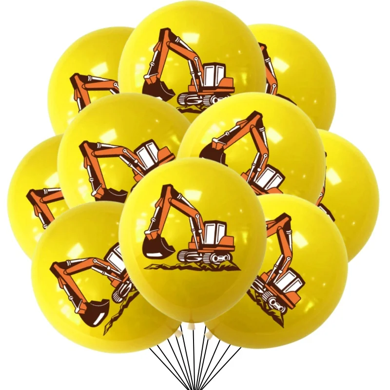 10/30 Stücke Bau Traktor Thema Bagger Luftballons Rennwagen Ballon Bau Autos Luftballons Set Jungen Geburtstag Globlos – Detail 6