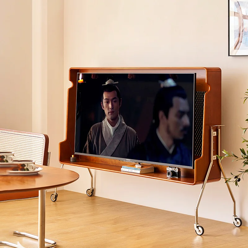 

Nordic retro removable TV cabinet, bracket, solid wood small apartment simple bedroom, living room home TV cabinet