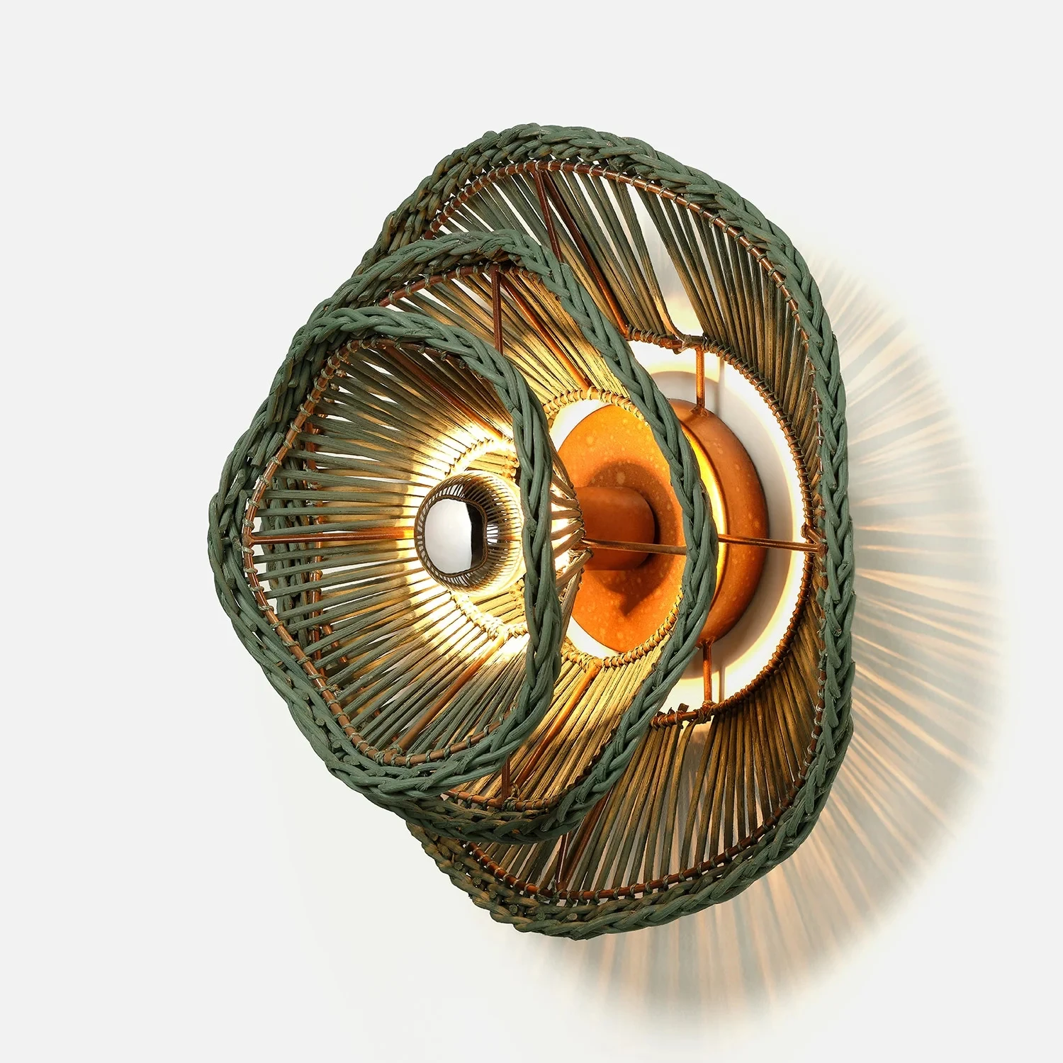 

Nordic Modern Rattan Hunter Green Wall Sconce Lighting Decoration for Hotel Corridor Bedroom Bedside Lighting
