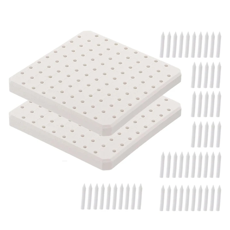 2 Pcs Ceramic Refractory Pads, Pottery Firing Mats With 120 Pcs Kiln Stilts Support Nails,Reusable For Ceramic Hobbyists