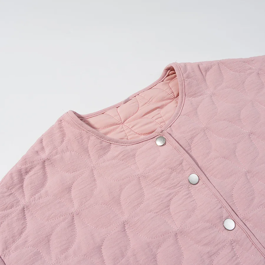 Modische multifunktionale Damenjacke, Winter, einfach, vielseitig, Rundhalsausschnitt, Steppmantel, lange Ärmel, Reißverschluss, Steinmuster, Oberbekleidung