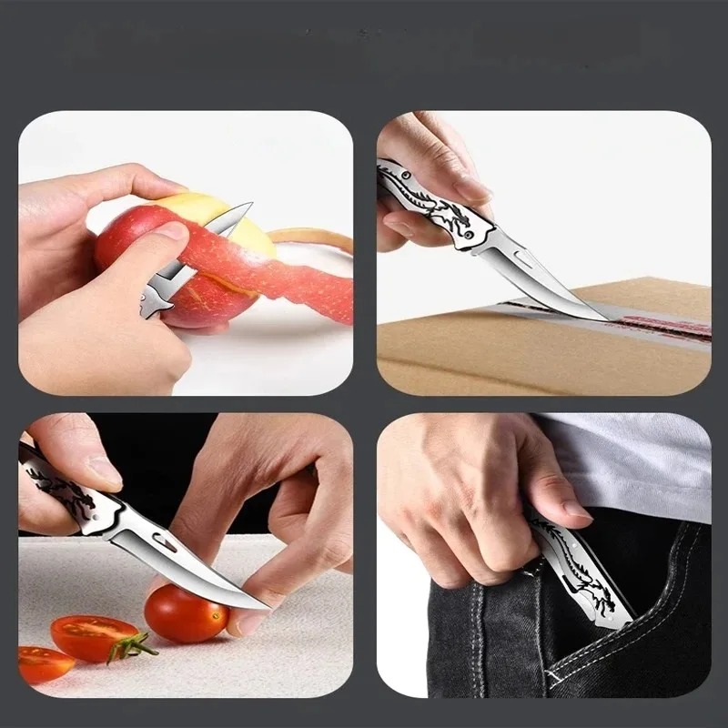 Kitchen utility knife, stainless steel fruit folding knife, portable fruit knife, chef\'s knife KR9195