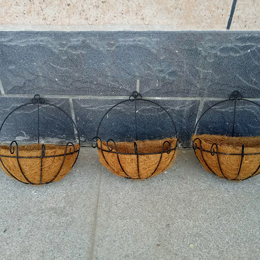 Hanging Coconut Planter Basket 2 Pack Iron Wall Mounted Flower Pot Holder Indoor Outdoor Garden Decor