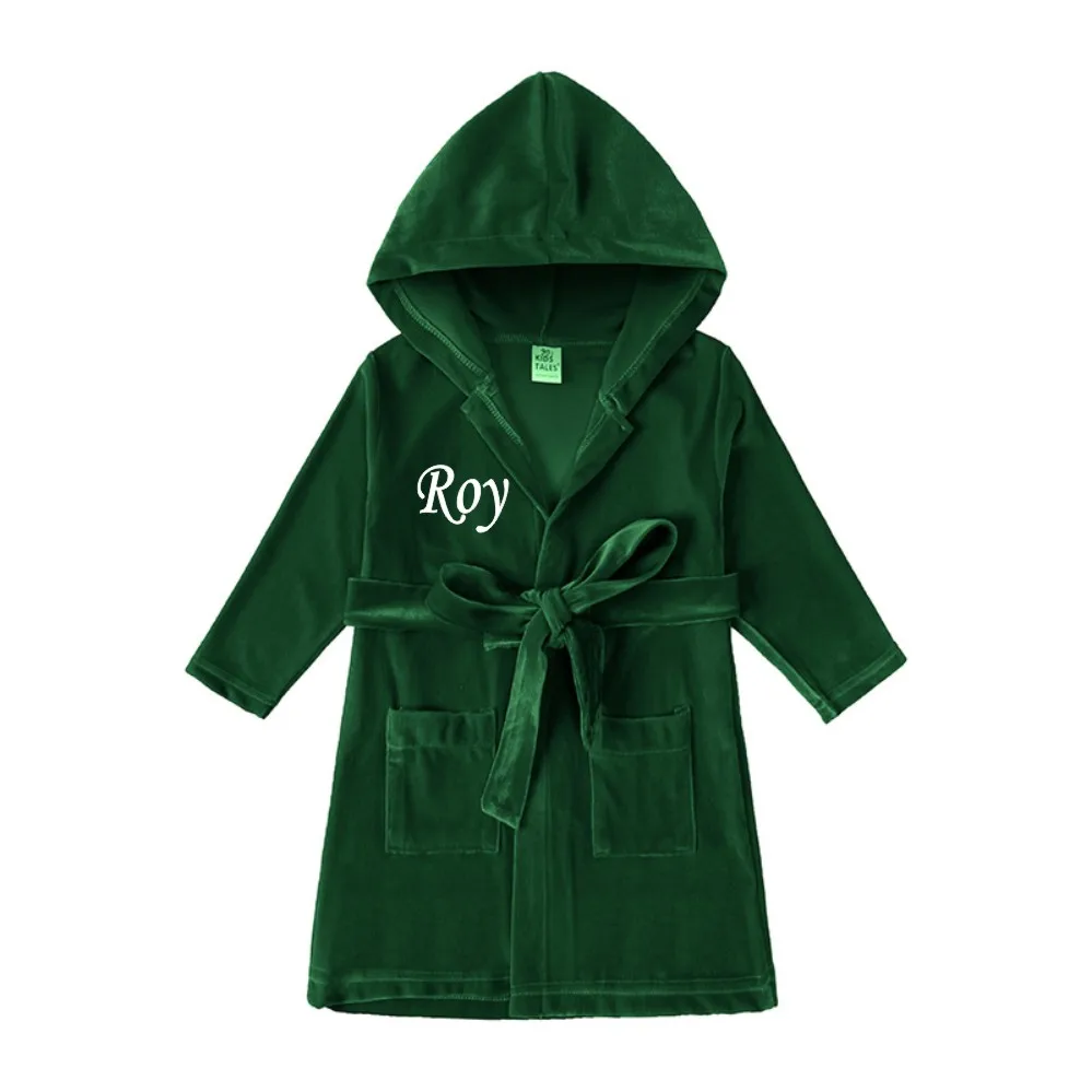 Luxury Personalized Embroidered Baby Dressing Gown Bath Robe Soft & Lightweight Velvet Bath Robe 1st Birthday Baby Gift for Kids