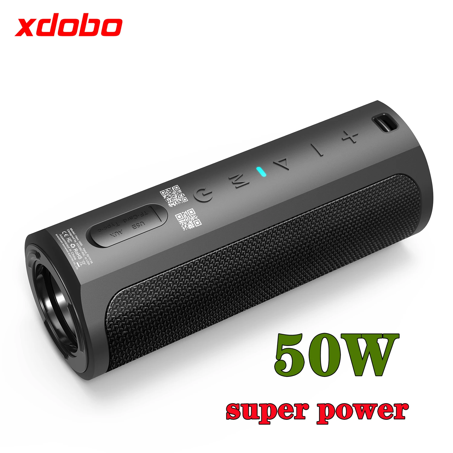 Outdoor Sound Column Deep Bass Bar IPX7 Waterproof XDOBO 50W Portable Bluetooth Speakers High Power Subwoofer 6600mAh Power Bank