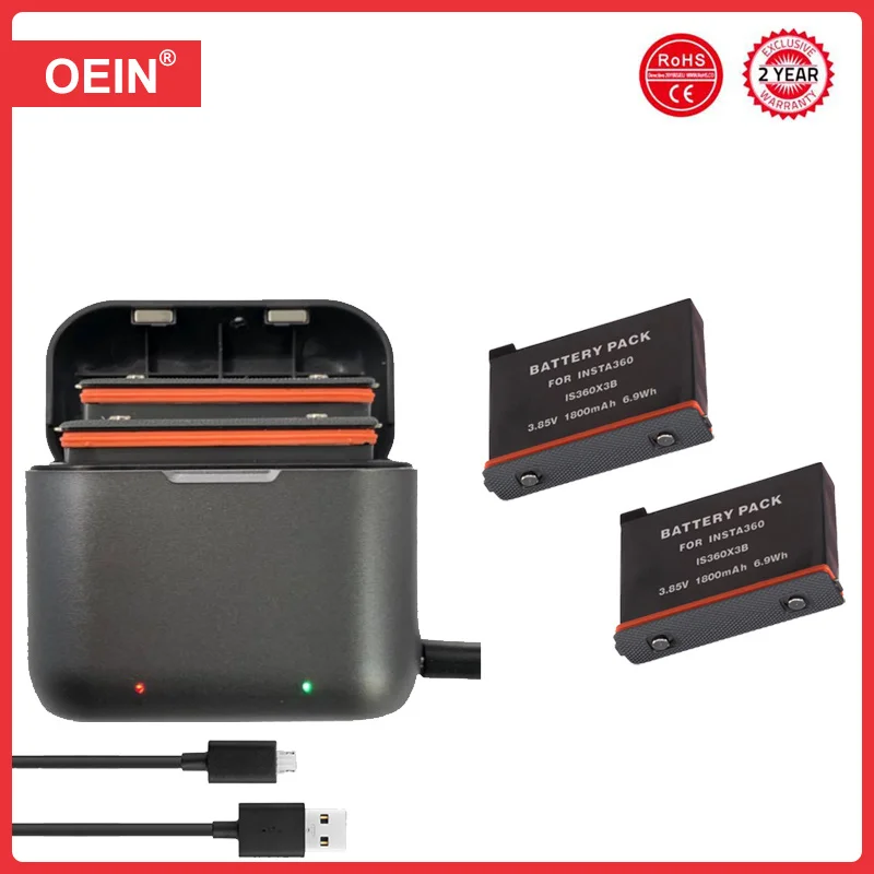 1800mAh Battery For Insta360 ONE X3 Battery Portable Charger For Insta360 ONE X3 Batteries 360 Panoramic Action Accessorie