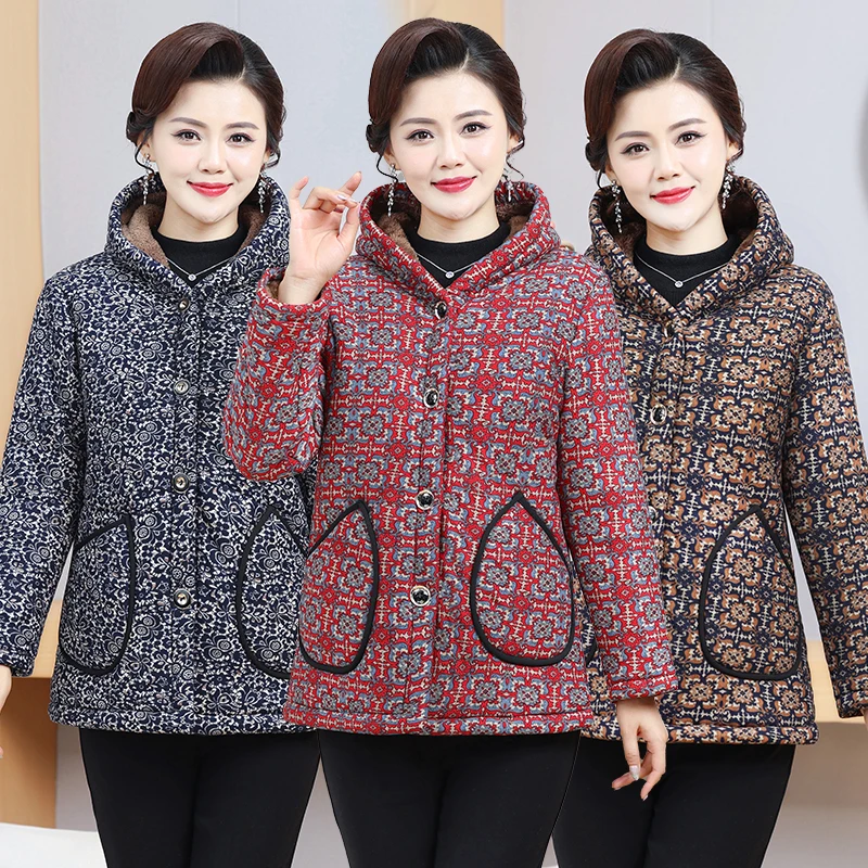 

Thickened Cotton Jacket Coat for Women with Hood Loose Warm Autumn Winter New Arrival High Cotton Coat