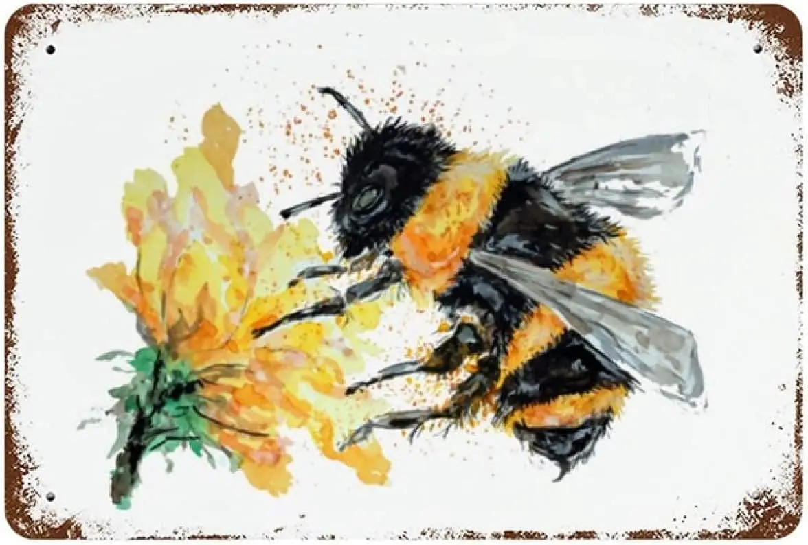 Funny Tin Signs Vintage Adult Antique Metal Sign Bumble Bee Collecting Pollen Tin Sign Vintage Decoration Garage Home Garde sign
