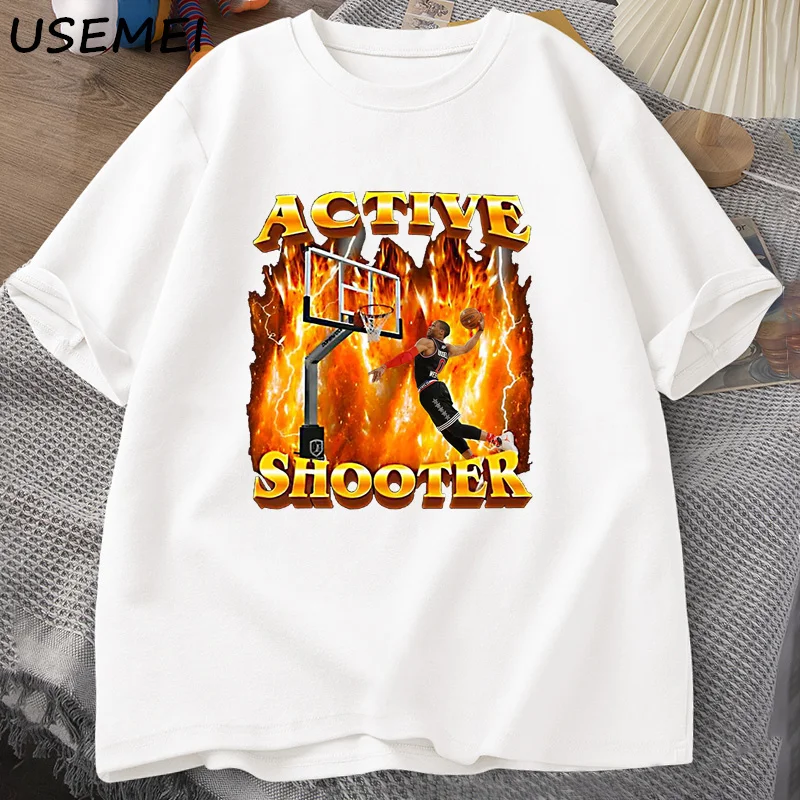 Active Shooter Graphic T Shirts Funny Meme Tshirt Cotton Short Sleeve O Neck T-shirt Man Clothes Oversized Streetwear Tee Shirt