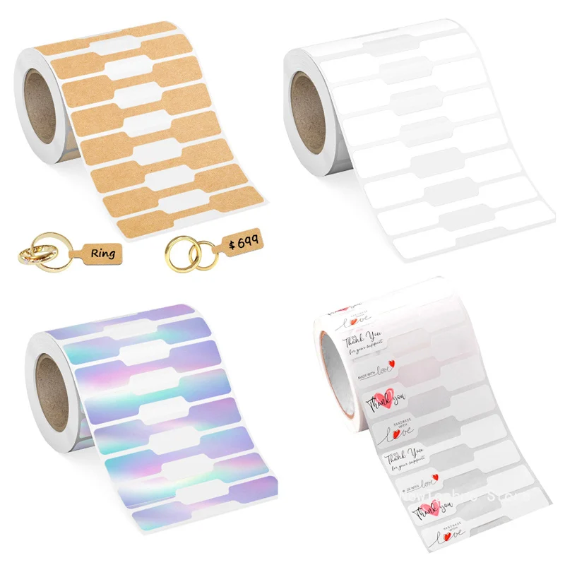 500pcs Blank Paper Price Tags Stickers Jewelry Labels Ring Necklace Display Card Packaging Kraft Self-Sticker Hangtag Wholesale