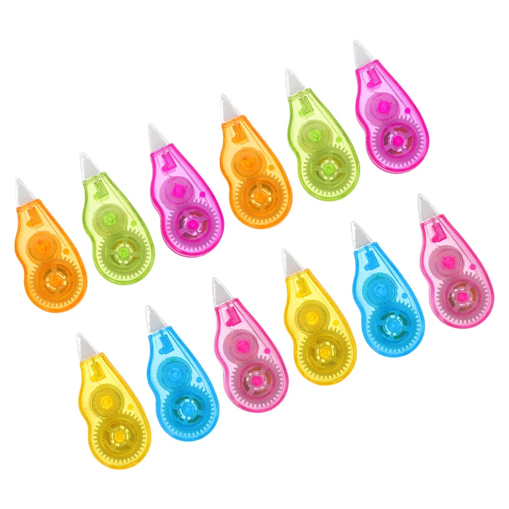 

12 Pcs Tape Student Stationery Colorful Roller Instant Eraser Portable Transparent Ink Correction Tools Safe Odorless