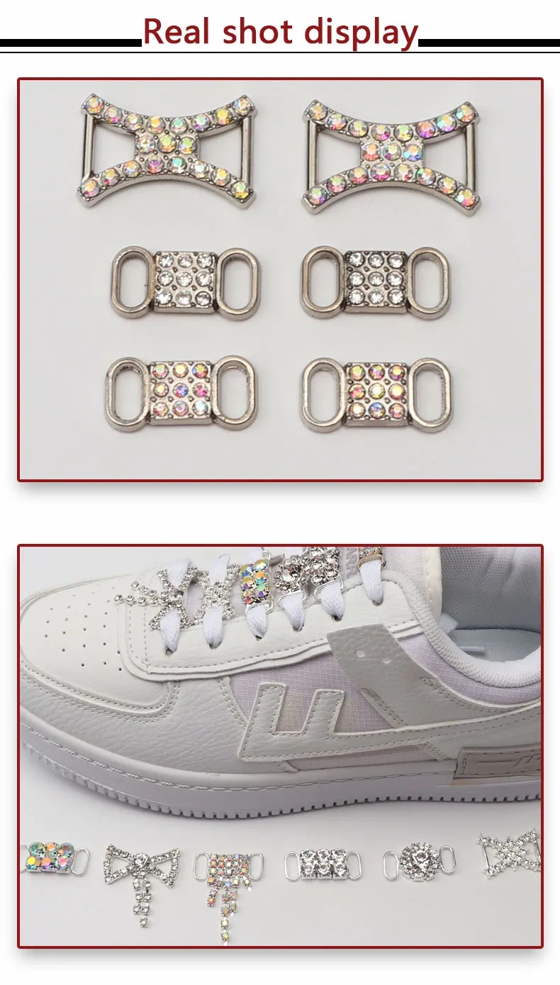 Diamant-Schuhdekorationen Schnürsenkel Metall-Schnallen-Charms Luxus-Strass-Schuhzubehör Metall-Schnürsenkelschloss Sneaker 1 Paar – Detail 5