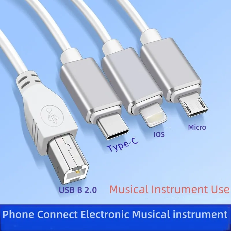 Kabel fortepianowy 3 w 1 USB B OTG do iPhone'a Klawiatura instrumentu MIDI USB Telefon Fortepian elektroniczny Podłącz bęben KABEL Micro Type C
