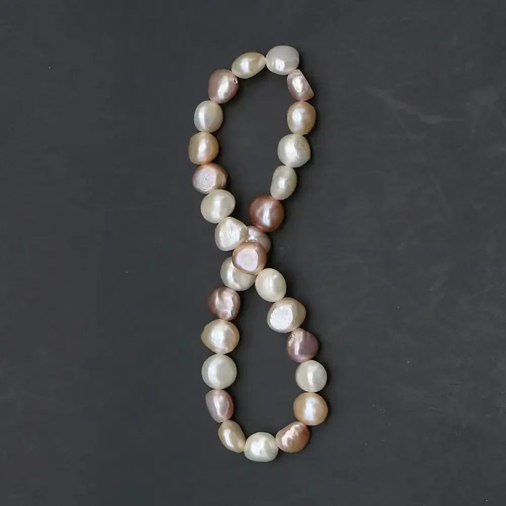 

7-8mm Natural Freshwater Pearl Irregular Beaded Bracelet Mix-color Baroque Pearl Handmade Creative Jewelry Accessory 1 Strand