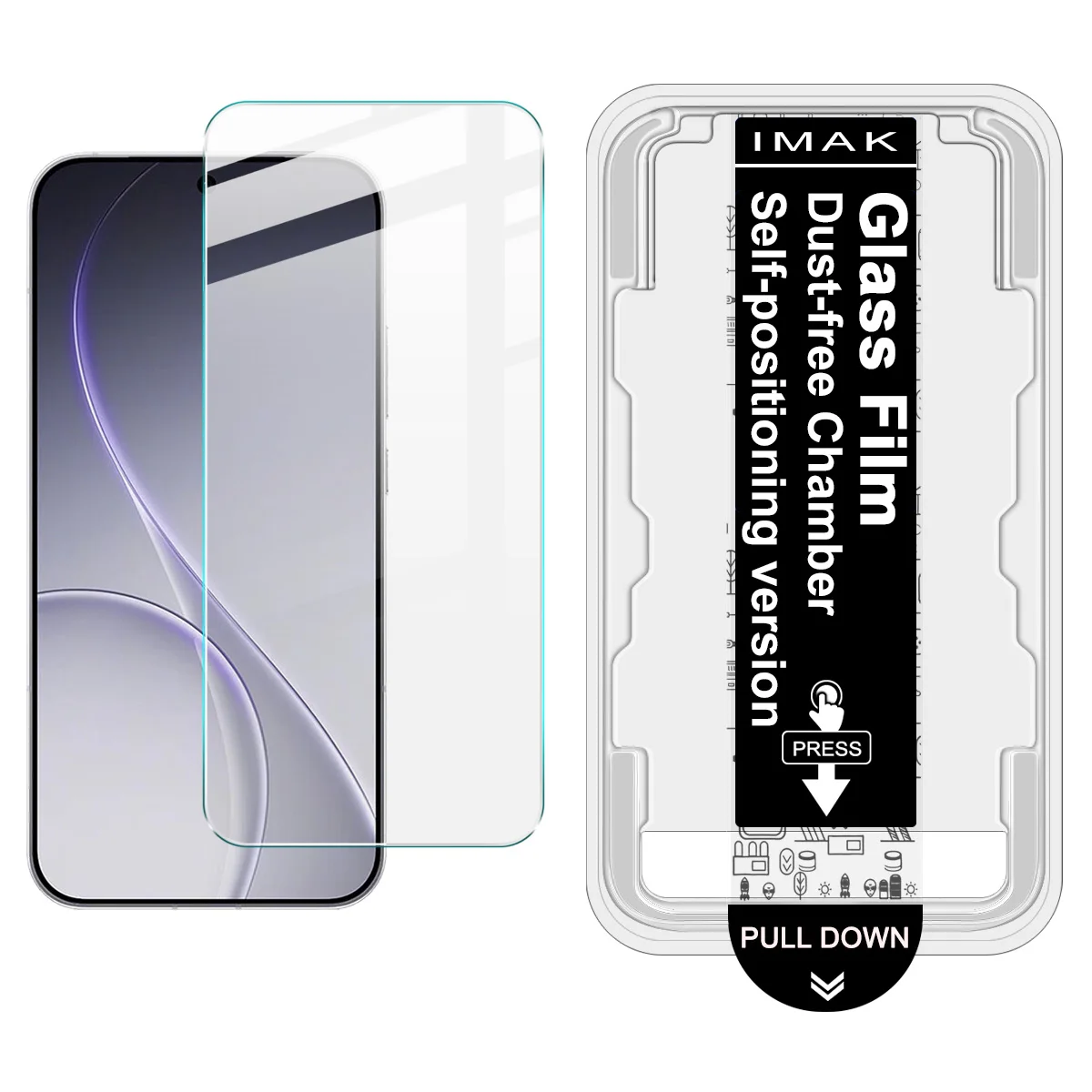 For  OPPO Reno 15 Pro Max 5G Tempered Glass IMAK Dust-free Chamber Locator Screen Protector Film Support Fingerprint