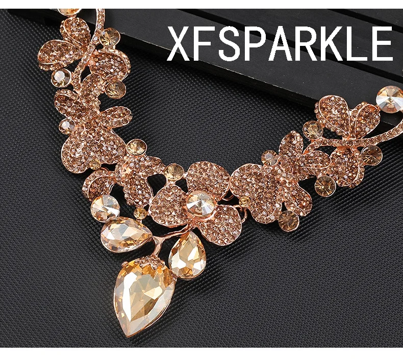 New Vintage necklace set women\'s luxury crystal banquet dress accessories