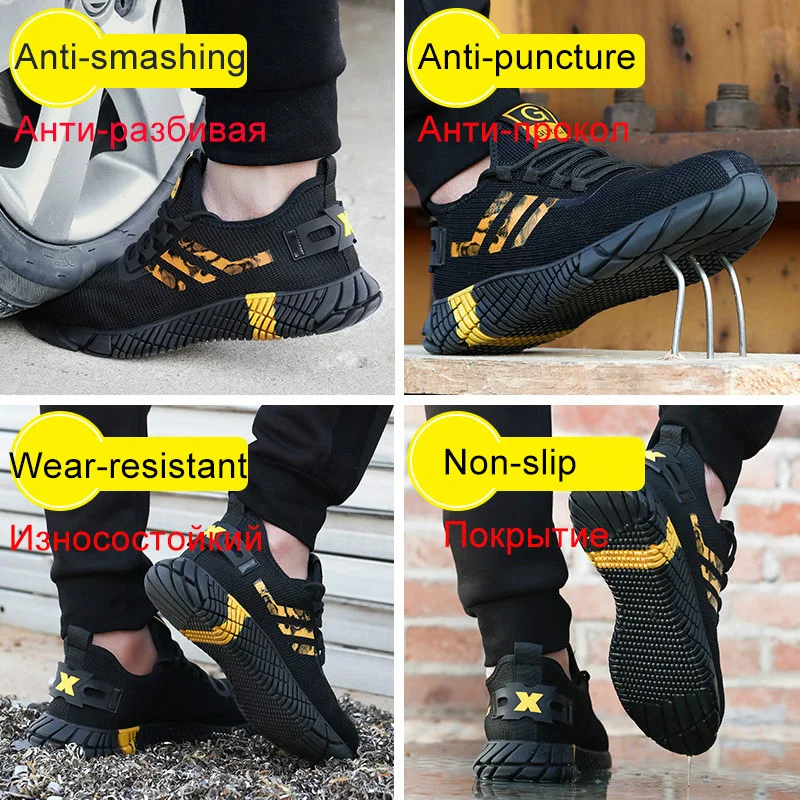 Scarpe antinfortunistiche da lavoro da uomo traspiranti stivali puntale in acciaio stivali da uomo Casual scarpe indistruttibili da lavoro Sneakers da lavoro antisfondamento