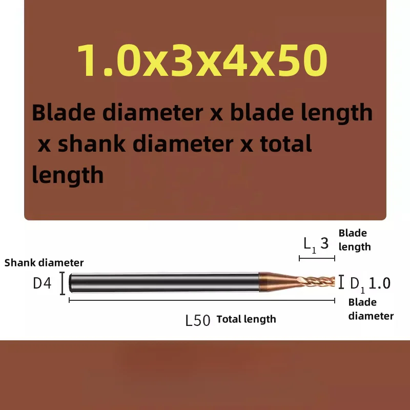 HRC55 4 Flute End Mill Nano Coating Tungsten carbide milling cutter CNC Router Bits 5x13x6x50 7x20x8x60 6x24x6x75 20x90x20x200