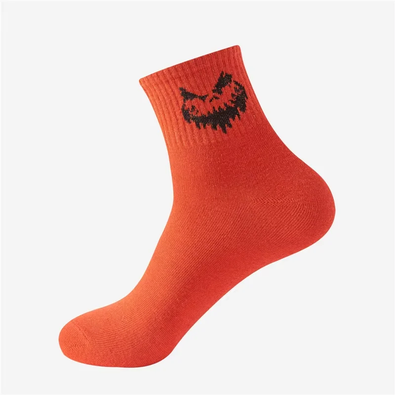 5 pares de calcetines novedosos de Halloween para hombre: diseños espeluznantes, algodón transpirable, media pantorrilla, recuerdos de fiesta