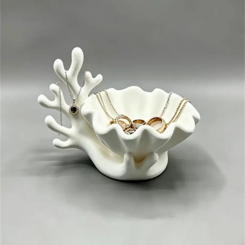 Decorative Shell Jewelry Tray Shell Jewelry Dish Scalloped Bowl for Small Items,Ocean Display Piece for Desktop,Dresse