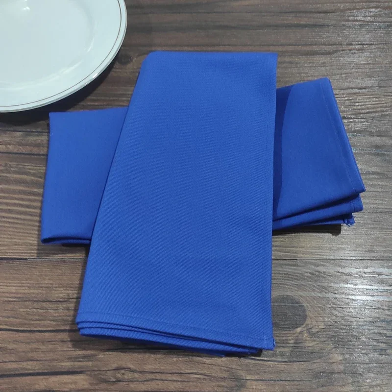 10Pcs/Set Blue Cotton Cloth Napkins 55x55cm Reusable Table Dinner Napkins for Restaurant Hotel Wedding Party Table Decoration