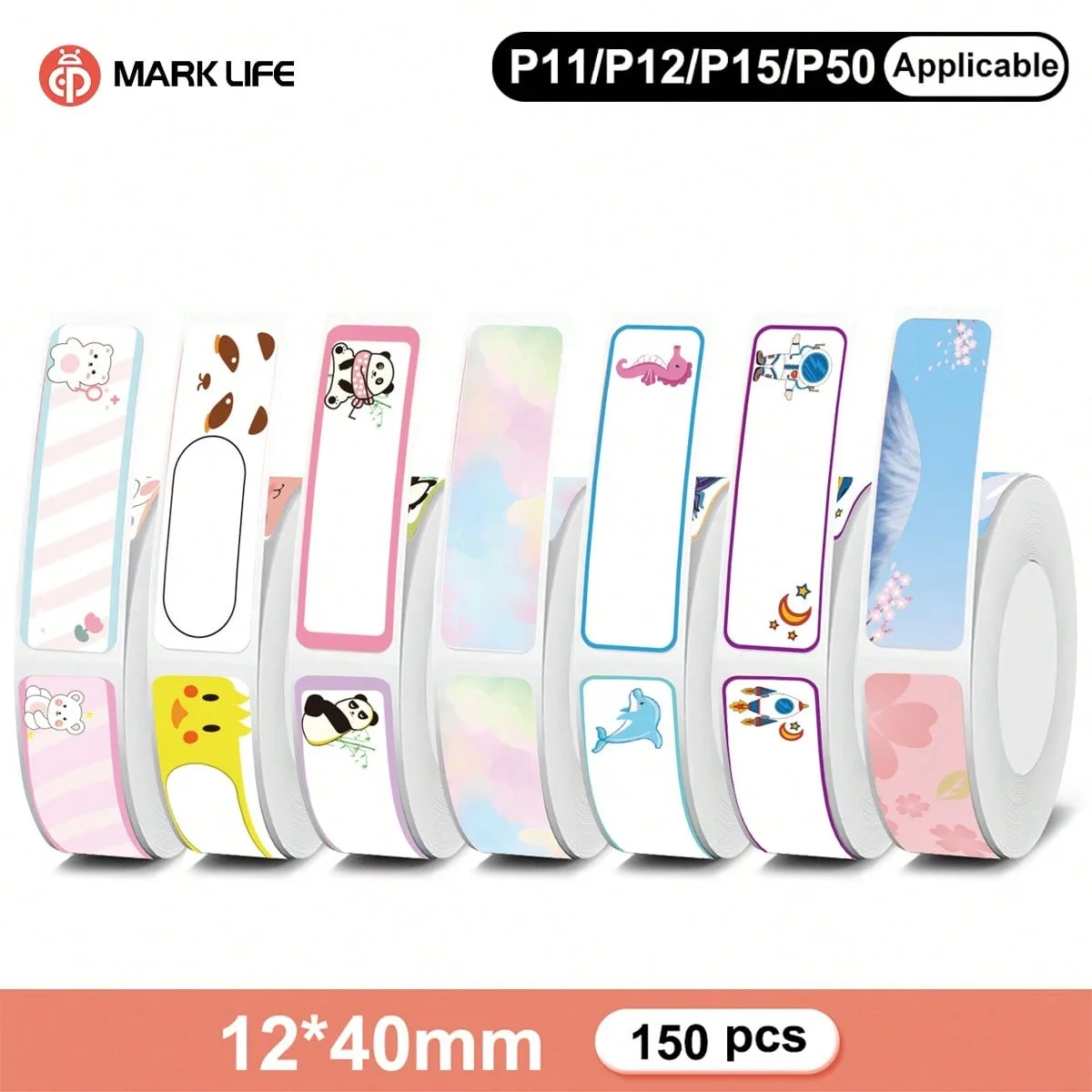 150pcs Waterproof Blank Self Adhesive Assorted Stickers Removable 12x40mm Label Stickers Name Tag Bottle File Document