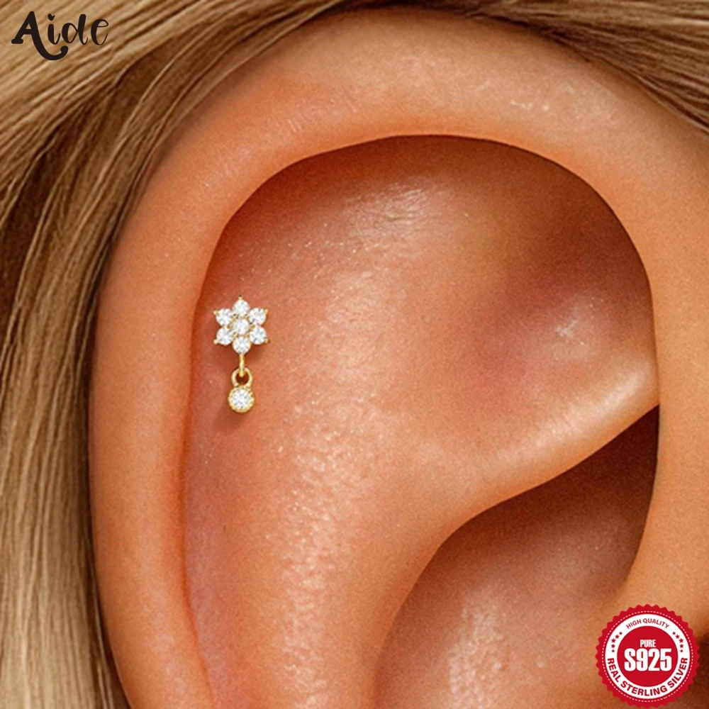 Helix Cartilage Ring - Aide 925 Sterling Silver Flower Zircon
