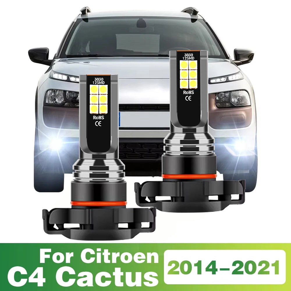 Żarówka przeciwmgielna LED Samochodowa przednia biała lampa 5202 5201 PS24W 12V Akcesoria do Citroen C4 Cactus 2014 2015 2016 2017 2018 2019 2020