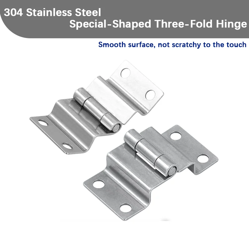 2pcs 304 Stainless Steel Special-Shaped Three-Fold Hinge, Aviation Case Accessory, Support Hinge, Flat-Open Bending Door Shaft
