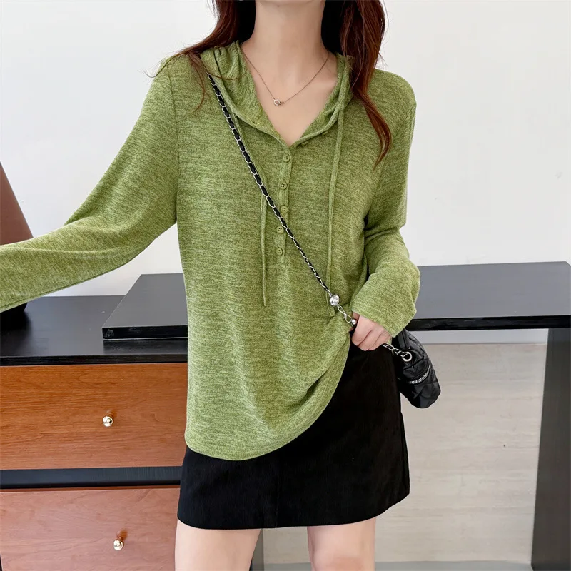 

2026 Spring Plus Size Women Hoodies Long Sleeve Casual Loose Pullover Tops Simple Fashion