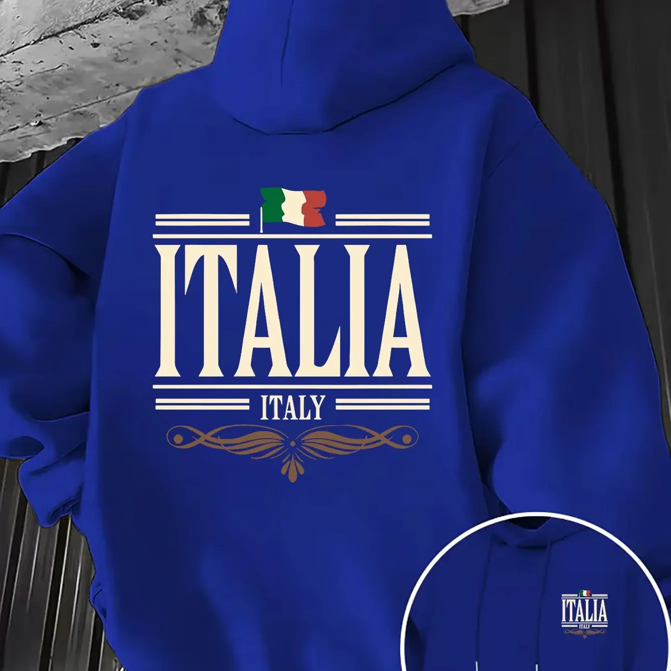 Men's Hooded Sweatshirt with Double-Sided Front and Back Print Pattern Design a Casual and Versatile Hoodie for Daily Wear