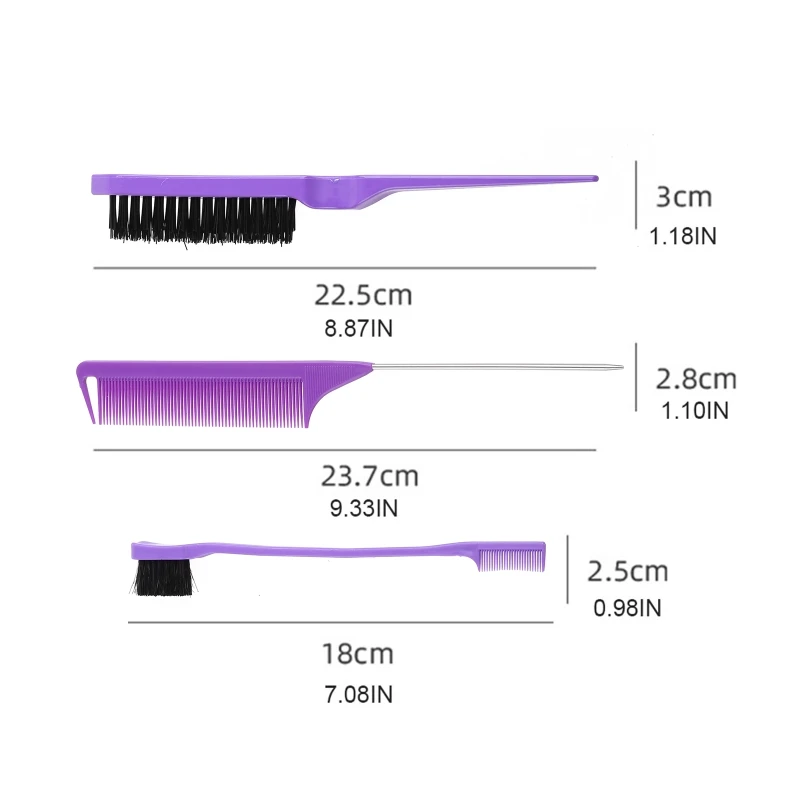 2023 جديد اختيار إغاظة فرشاة مجموعة تسليط الضوء على الشعر مشط صالون حلاقة الشعر يموت أداة 3 صف صالون إغاظة فرشاة أمشاط الشعر رقيق