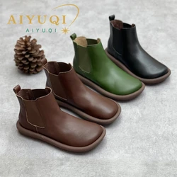 AIYUQI 2024 flat bottom women's chelsea boots anti-slip snow boots women winter warm shoes female boots large size