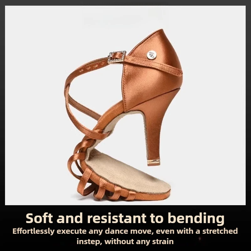 รองเท้าเต้นลาติน Vennystyle - รองเท้าซ้อมเต้นแบบ U-Heel ของแท้สำหรับผู้หญิง พื้นรองเท้าแบบยืดหยุ่น ส้นรองเท้าที่ใส่สบายสำหรับการฝึกซ้อมสอบ