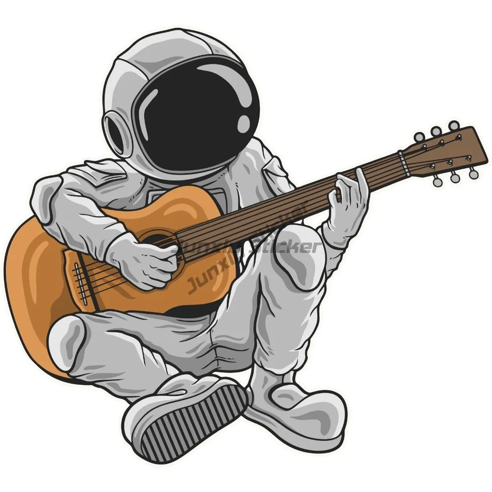 Astronaut Sticker Acoustic Guitar Planets Drawing Spacesuit Helmet Decoration Waterproof Styles Refit Decorative Decals