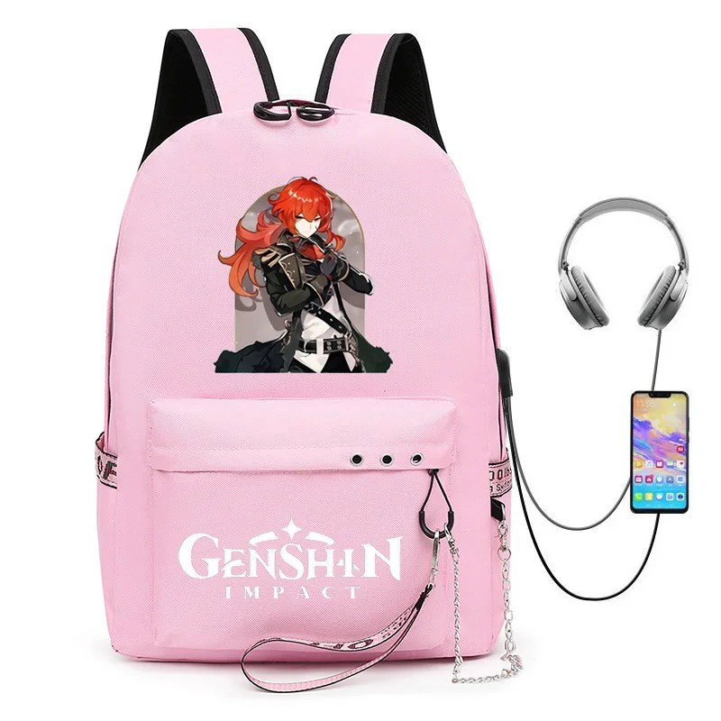 

New Genshin Schoolbag Student Fashion Travel Backpack Children's Backpack Large Capacity Student Leisure Backpack Student Gift