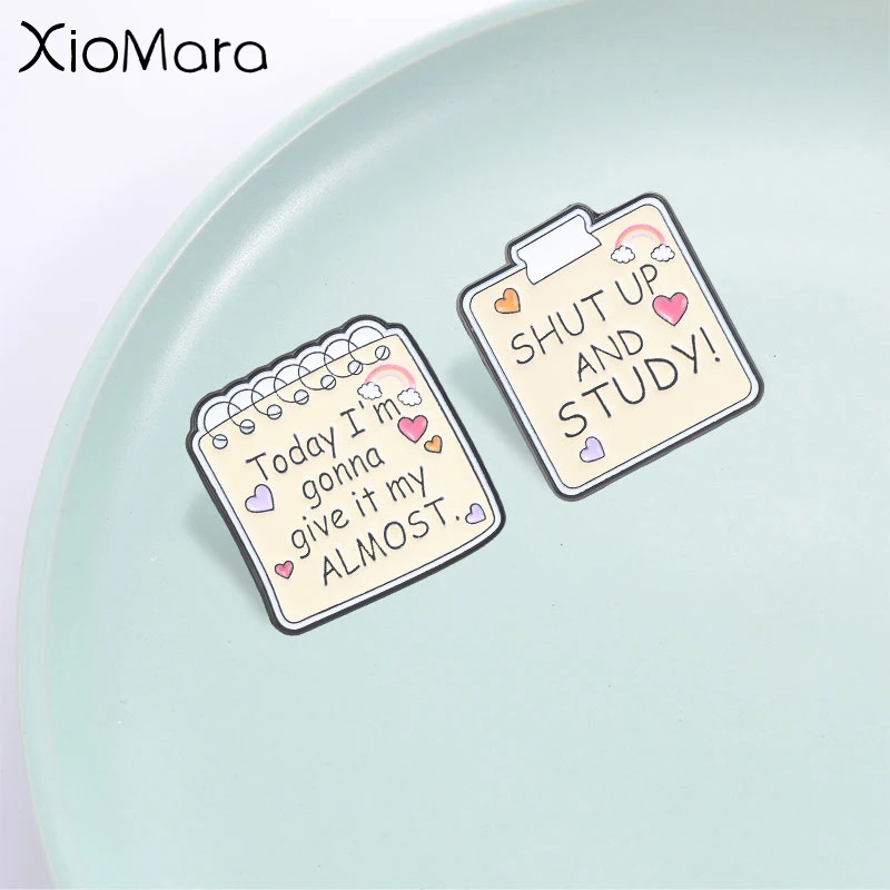 Creative Funny Sticky Notes Enamel Pin, Cartoon Heart Rainbow Quote Design, Fashion Accessory, Perfect Gift for Friends