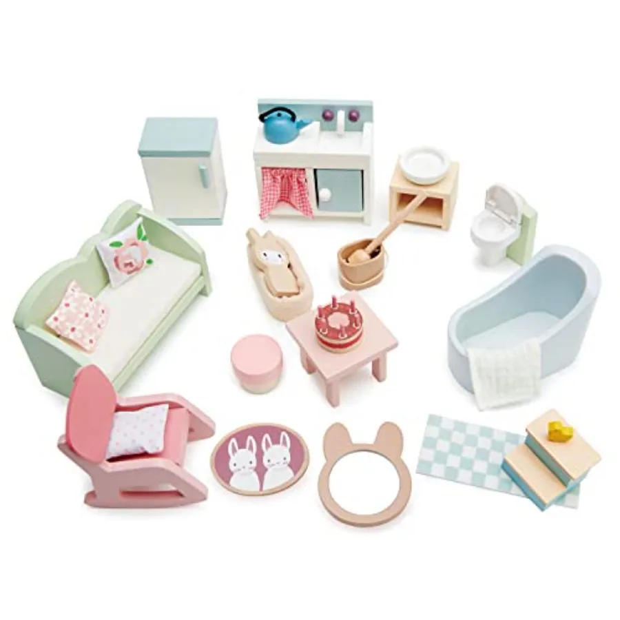 

Countryside Furniture Set - Fully Furnished Dollhouse Accessories - Bathroom Living Room and Kitchen All in One - Miniature Pre