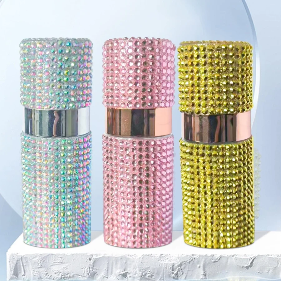 1PC colorful rhinestone spray bottle (pink/gold/silver) | Luxury glitter style plastic cylinder/rectangular portable container |