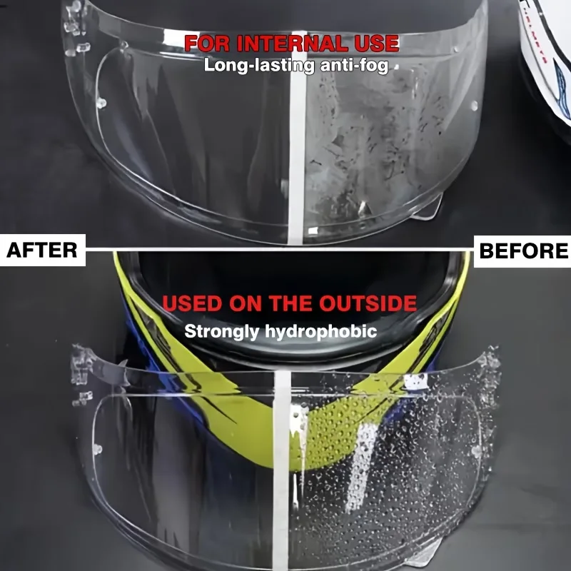 Universal Helmet Rain Repellent with Nano Anti-Fog Coating - Prevents Condensation Enhances Drainage Improves Visibility for Car