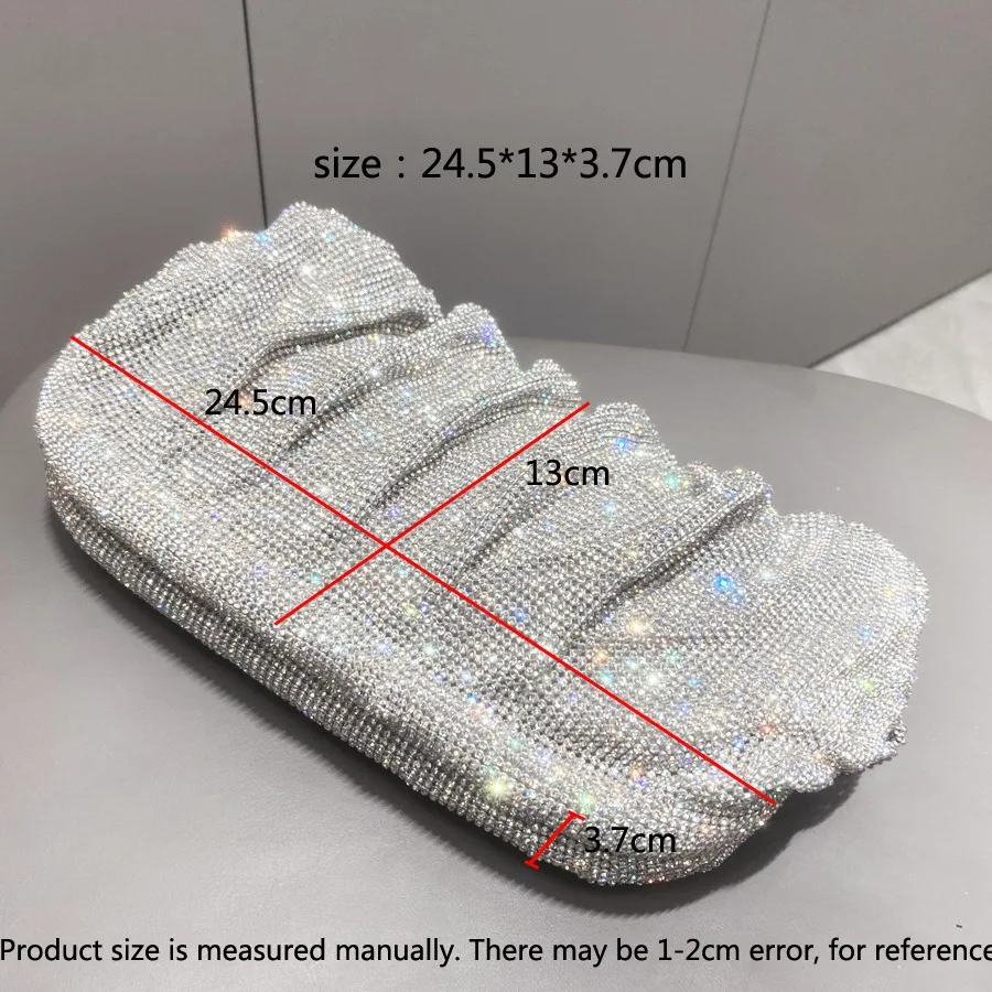 Shiny handle Rhinestones Handmade Evening Clutch Bags New Folds Purses And Handbags Luxury Designer Wedding Party High Quality