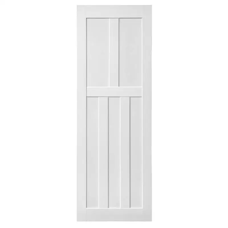 28" x 84" Fünf-Panel-grundierte Türplatte, DIY-Panel-Tür, moderne Innenscheunentür, feuchtigkeitsbeständig, verformungssicher,
