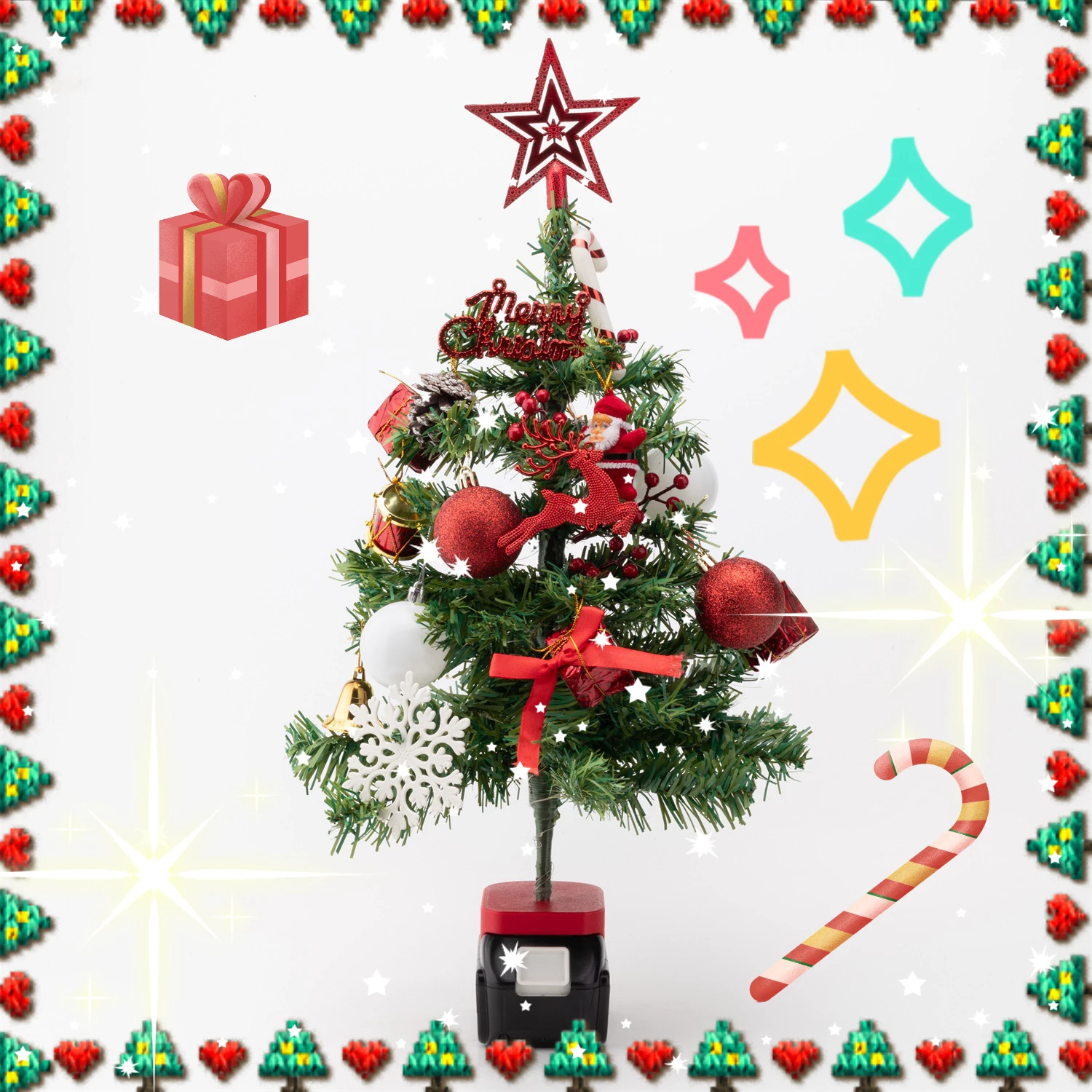 

45CM PVC+PLA Christmas Tree For Makita 18V Li-ion Battery Family Decor Holiday Party Gift for Christmas New Year DIY Xmas Party