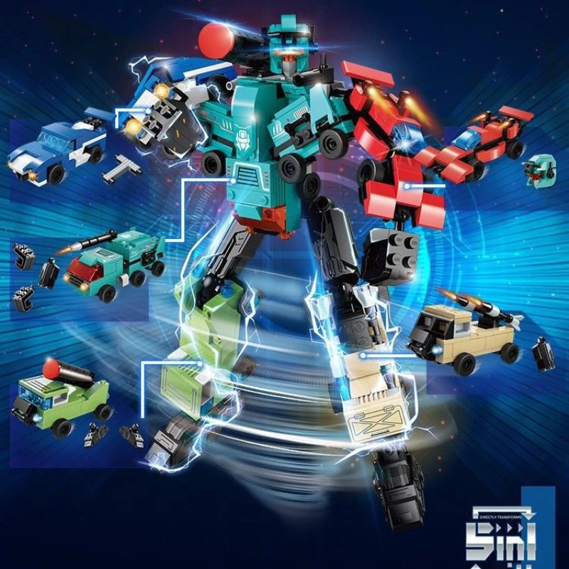 

Building Blocks Transforming Robot Toy 28cm/11inch ABS Action Figure Model Kit, Construction Set Kids Birthday Christmas Gifts