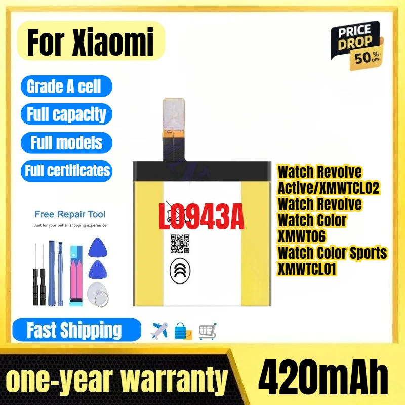 L0943A for Xiaomi Watch Revolve Active/XMWTCL02/Watch Revolve/Watch Color/XMWT06/Watch Color Sports/XMWTCL01 Watch Battery