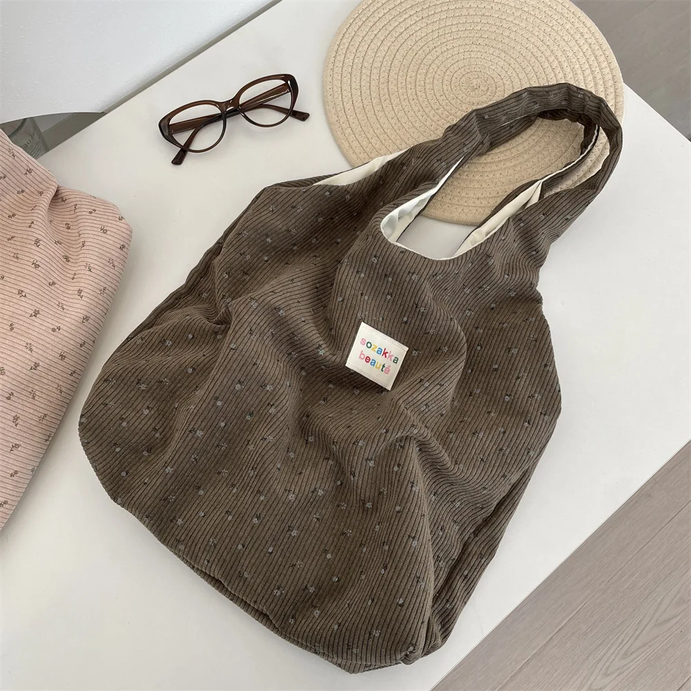 الكورية المرأة الخريف والشتاء سروال قصير حقيبة كتف حقيبة تسوق كتب حمل الإناث حقيبة يد صديقة للبيئة قابلة لإعادة الاستخدام البقالة المتسوق المحفظة #4